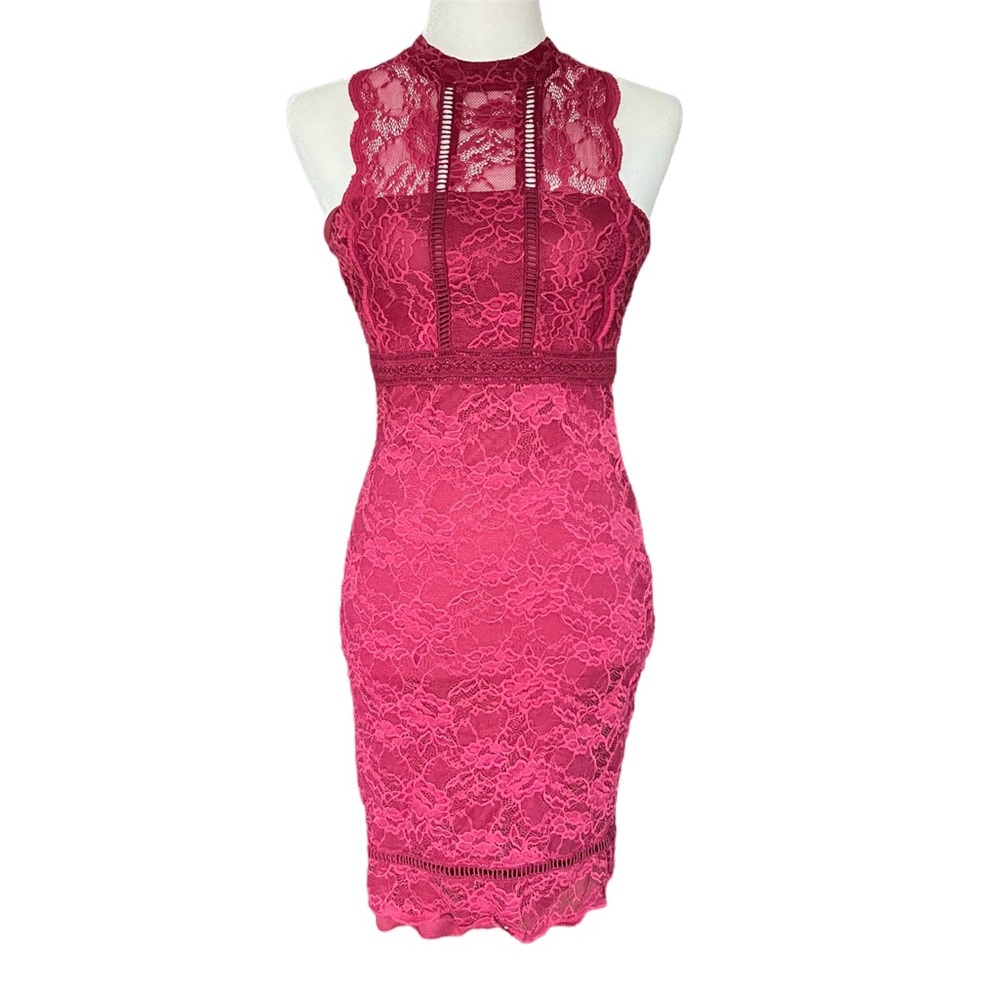 Liberty Love wine red maroon lace bodycon sleeveless mini dress